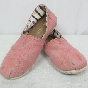 Toms Alpargata Shoes Pink White Cotton Canvas Casual Comfy Ballet Flats Size 7